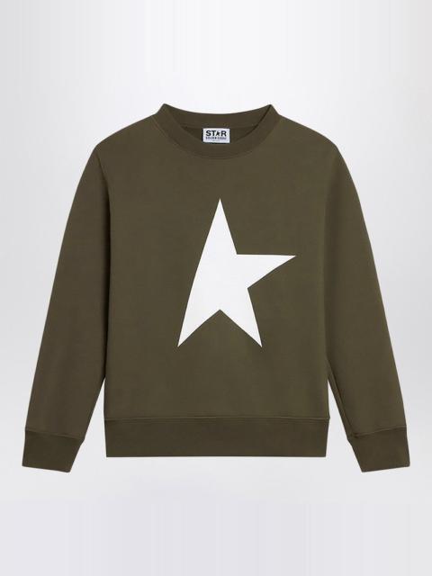 Golden Goose BLACK COTTON CREW-NECK SWEATSHIRT WITH LOGO PRINT