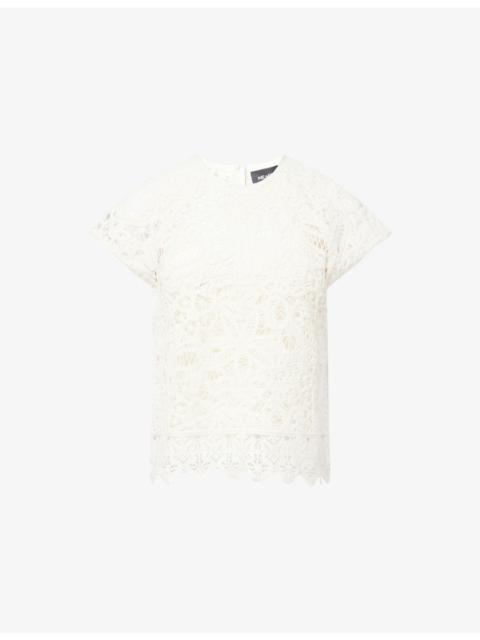 ME+EM Crochet Lace Cropped Cotton Top