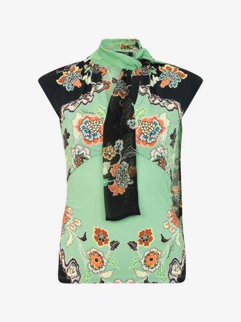 Roberto Cavalli Top in Kimono Print