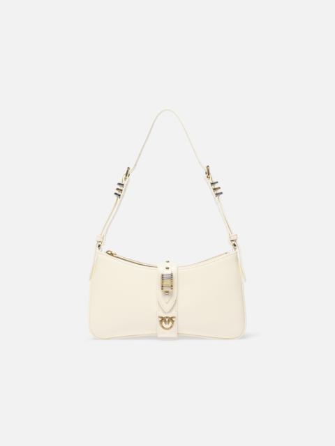 PINKO GLOSSY LEATHER SHOULDER BAG WITH RINGS