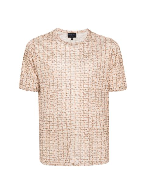 woven-print T-shirt