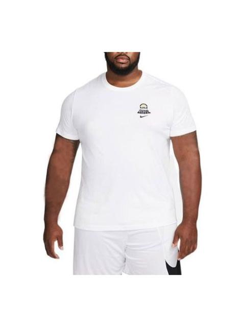 Nike Men's Nike Lebron Dri-fit Back Animal Printing Round Neck Short Sleeve White T-Shirt DR7648-100