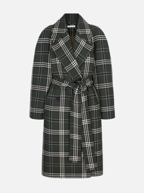 EMILIA WICKSTEAD Lilabet Coat In Military Green Shetland Tartan