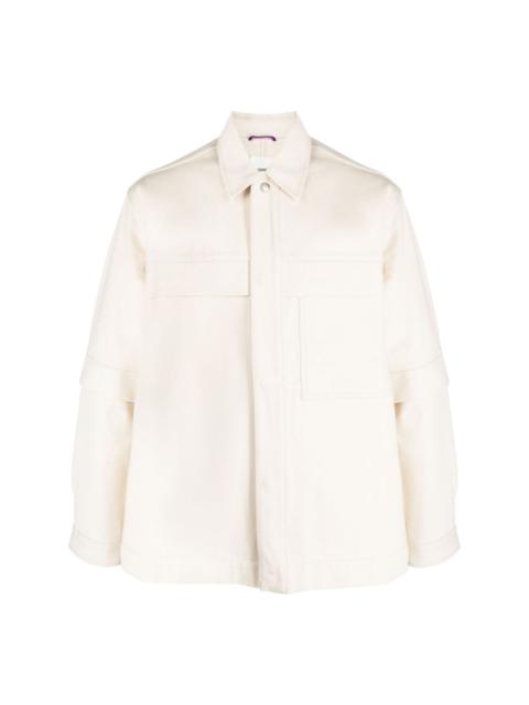 short-sleeve overlay cotton shirt jacket