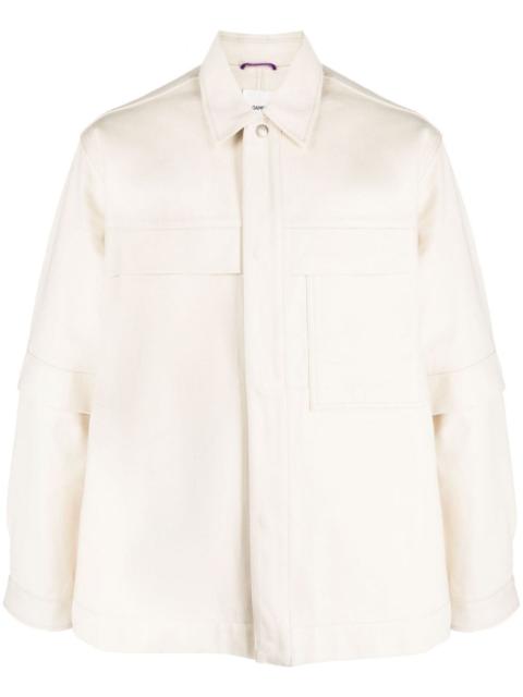 short-sleeve overlay cotton shirt jacket