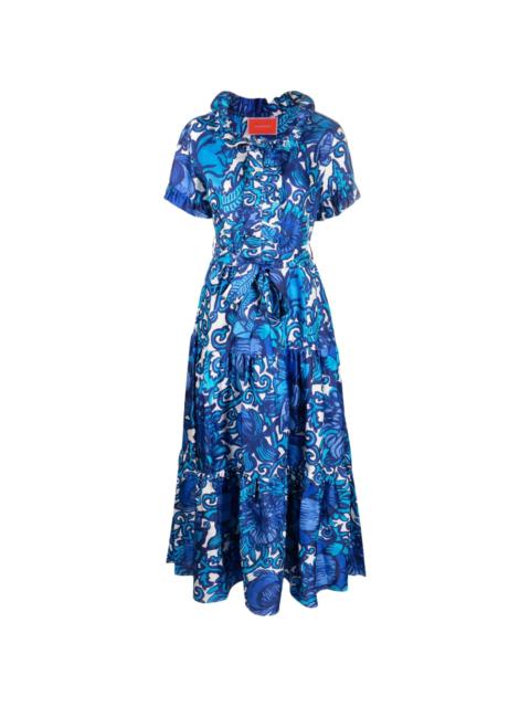 belted waist mid-calf length dress