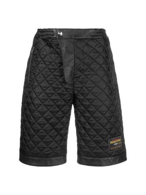 Moschino logo-patch diamond-quilted shorts