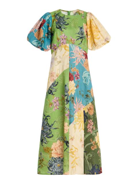 ALÉMAIS Avery Spliced Linen Midi Dress multi