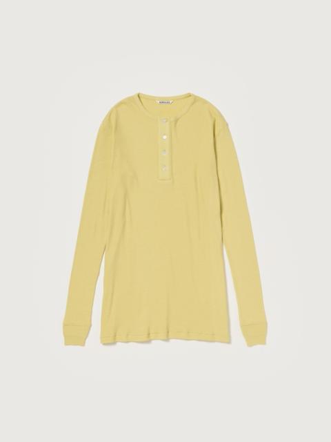 AURALEE ORGANIC SOFT RIB HENLEY NECK P/O