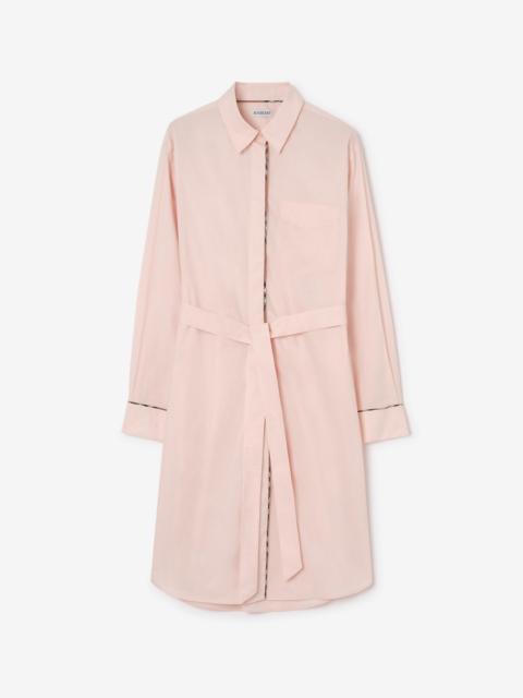 Burberry Check Trim Cotton Shirt Dress