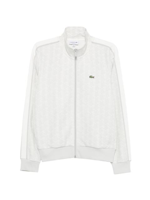 LACOSTE monogram-pattern zip-up sweatshirt