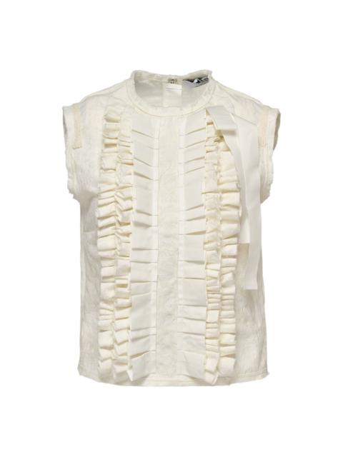 MSGM ruffled-front sleeveless blouse