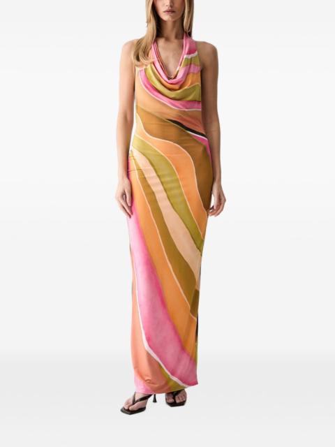 Never Fully Dressed abstract-print cowl-neck maxi dress