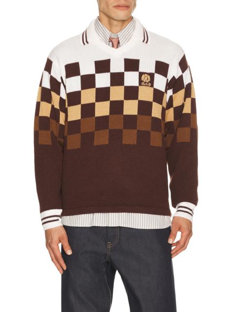 RICE NINE TEN Knitting Checkerd Game Shirt
