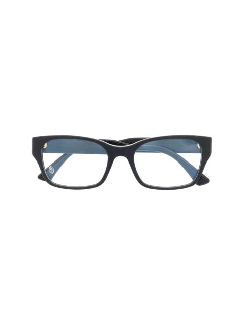 polished-effect rectangle-frame glasses