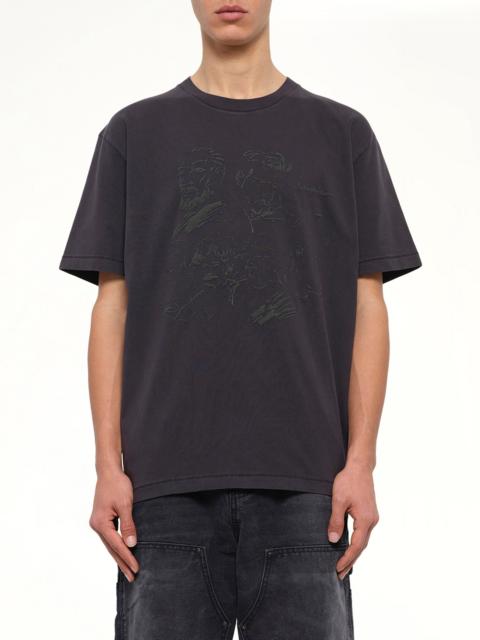 KidSuper Sketched Faces T-Shirt in Washed Black