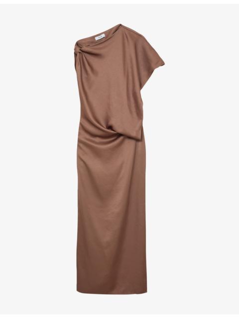 REISS Paige Asymmetric Satin Maxi Dress