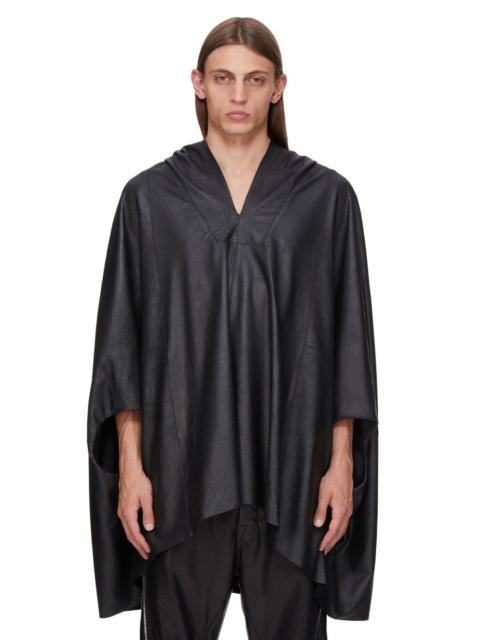Rick Owens Black Hollywood Kaftan Leather Hoodie