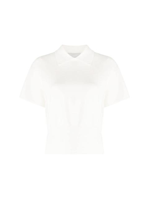 crepe-texture polo top
