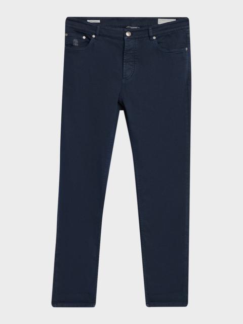 Brunello Cucinelli Men's Dyed Denim Slim-Straight Leg Five-Pocket Pants