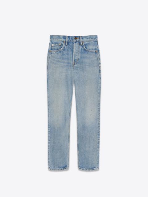 SAINT LAURENT 90's mid-waist cropped jeans in dirty authentic blue denim