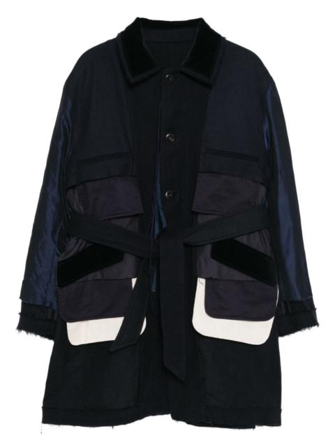 Midorikawa patchwork belted coat