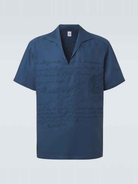 Berluti Scritto embroidered linen shirt