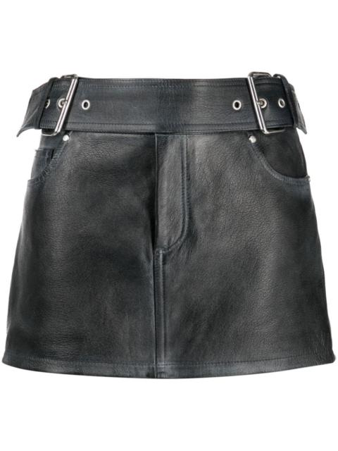 belted leather miniskirt