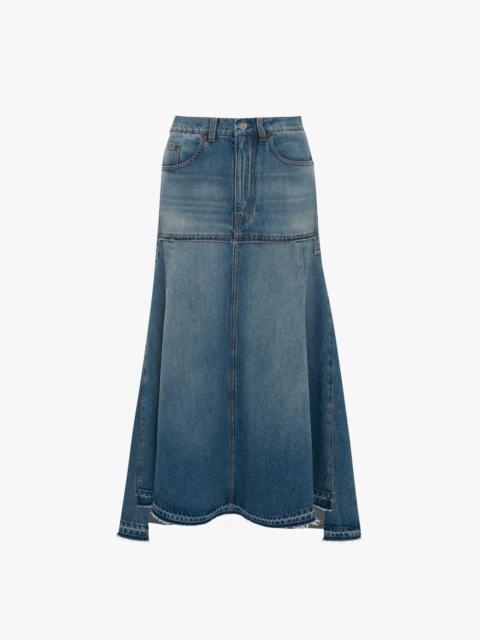 Victoria Beckham Patched Denim Skirt In Vintage Wash