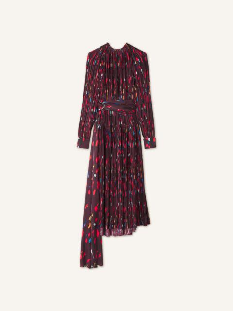 Lanvin PRINTED PLEATED CHARMEUSE DRESS