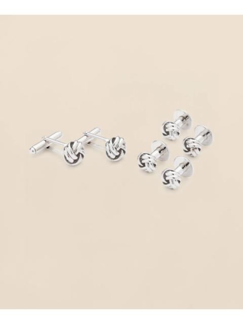 Brooks Brothers Sterling Silver Rhodium-Plated Knot Stud Sets