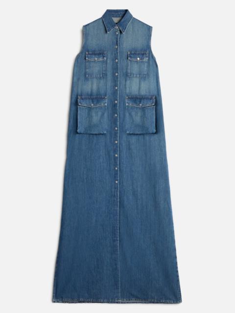 7 For All Mankind CARGO SLEEVELESS DRESS in Indigo Linen