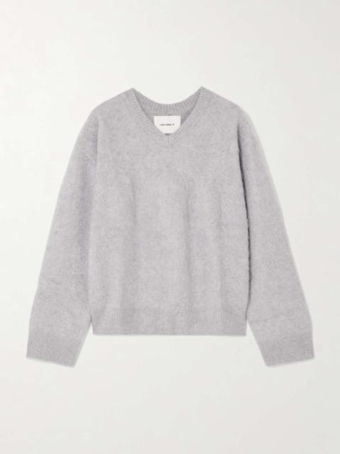 LISA YANG Mallory brushed-cashmere sweater Light gray