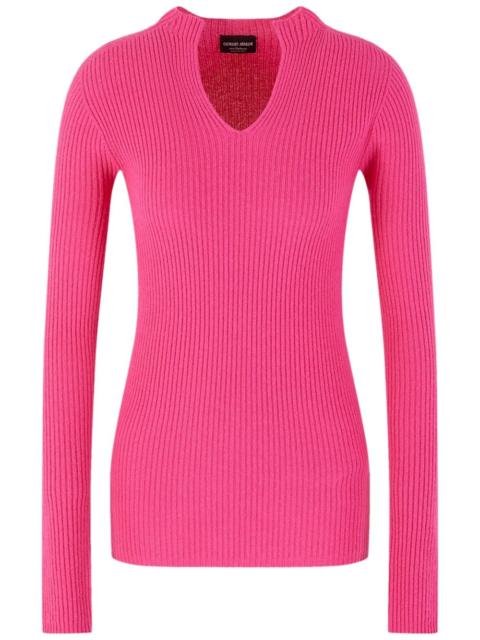 GIORGIO ARMANI V-neck ribbed jumper