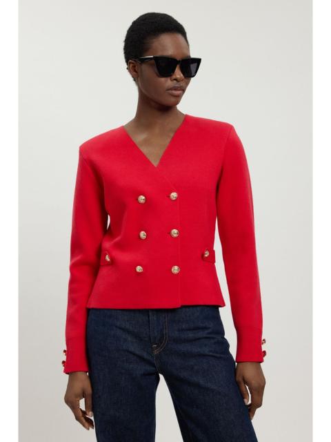KAREN MILLEN Wool Look Military Double Breasted Knitted Cardigan