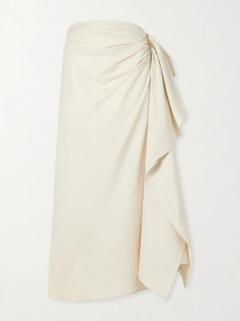 HEIRLOME Liliana Gathered Silk-twill Midi Skirt