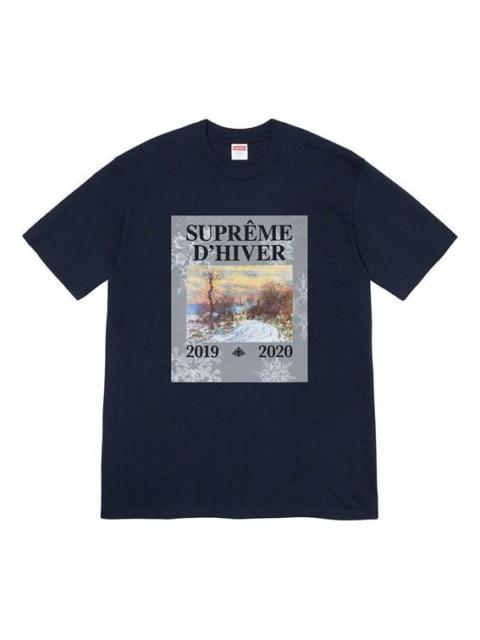 Supreme Supreme FW19 Week 17 DHiver Tee Winter Scene Printing Short Sleeve Unisex Navy Blue SUP-FW19-10932