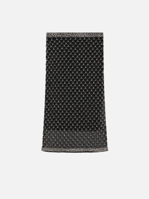 PINKO TULLE SKIRT WITH CRYSTAL EMBROIDERY