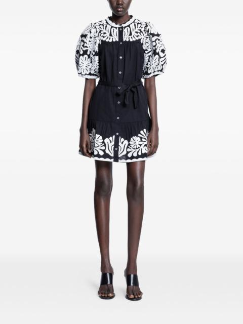 Sea floral embroidery mini dress