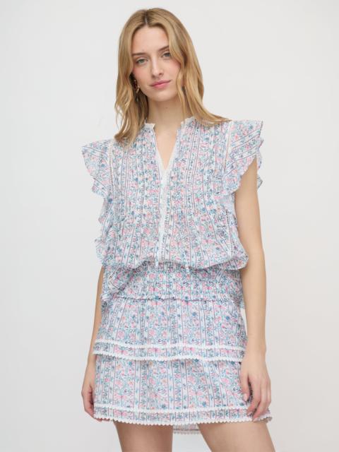 Hill House Home The Ramona Top - White Etched Floral Stripe