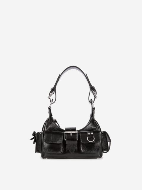 The Kooples AMELIA SMALL BAG IN BLACK CRACKED LEATHER