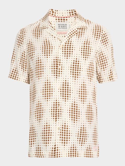 SCOTCH & SODA Men's Geometric Circle Camp Shirt with Pocket