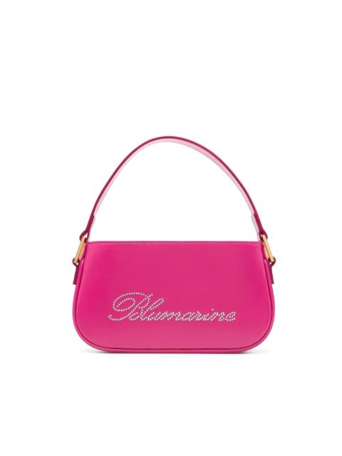 rhinestone-logo leather shoulder bag