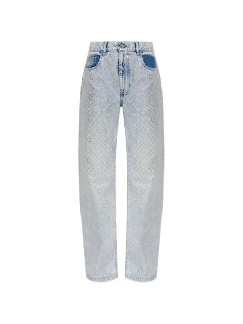 CASABLANCA crystal-embellished monogram jeans
