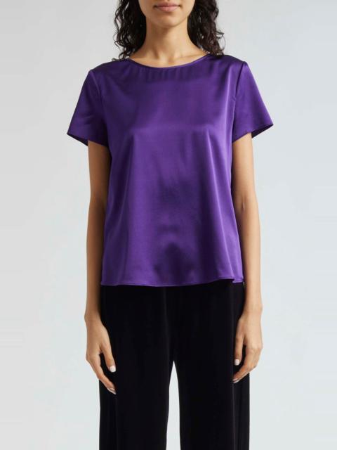 EMPORIO ARMANI Emporio Armani Silk Satin T-Shirt in Solid Dark Purple at Nordstrom