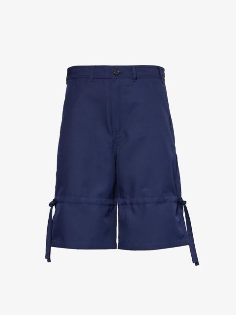 Drawstring-trim structured-waistband woven shorts