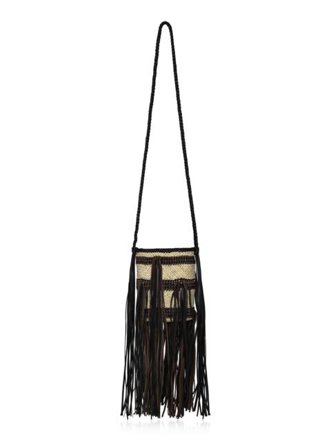 Seville Melodies Natural Palm Shoulder Bag black/white
