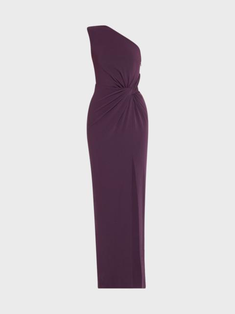 One-Shoulder Twisted Satin Crepe Gown