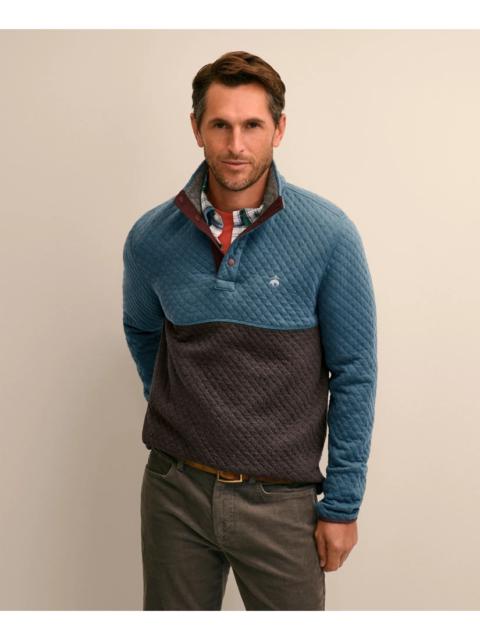 Brooks Brothers Cotton Blend Quilted Color Blocked Quarter-Zip