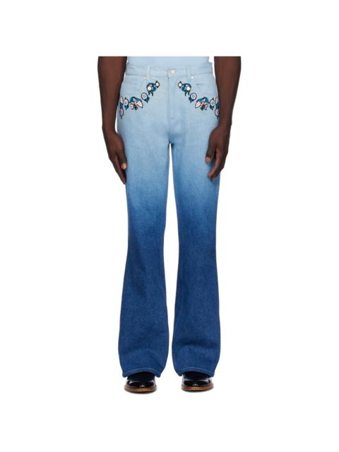 Blue Embroidered Jeans